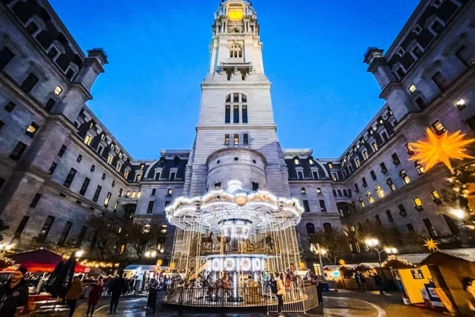 Philadelphia City Hall and Christmas Village
