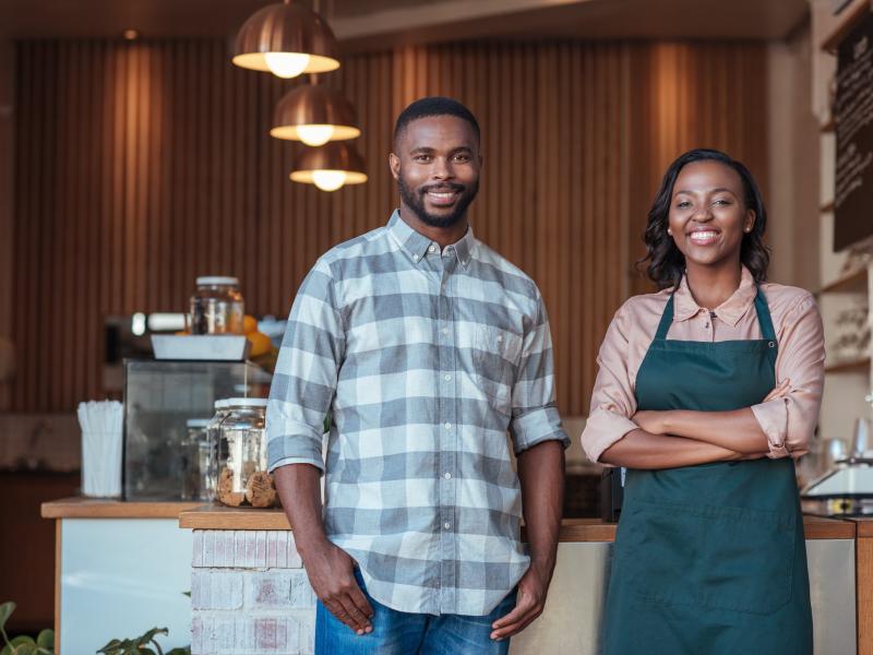 Minority Couple Coffee Shop Owners
